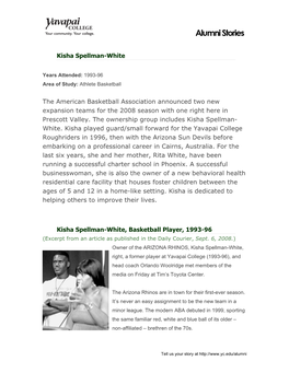 Kisha Spellman-White the American Basketball Association Announced