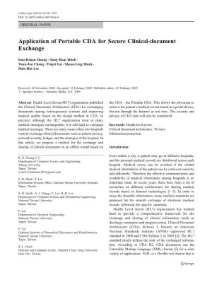 Application of Portable CDA for Secure Clinical-Document Exchange