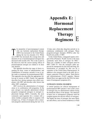 Appendix E: Hormonal Replacement Therapy Regimens E