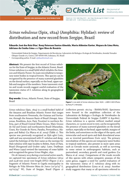 Scinax Nebulosus (Spix, 1824)(Amphibia: Hylidae): Review Of