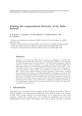 Finding the Compositional Diversity of the Solar System