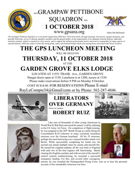 The Gps Luncheon Meeting Thursday, 11 October 2018