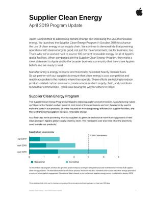 Supplier Clean Energy April 2019 Program Update