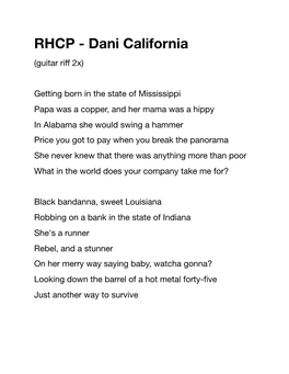 RHCP - Dani California (Guitar Riﬀ 2X)