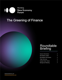 The Greening of Finance Roundtable Briefing