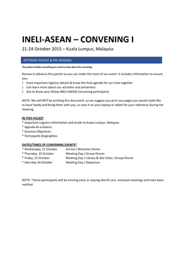 Ineli-Asean Convening I
