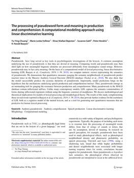 The Processing of Pseudoword Form and Meaning in Production and Comprehension: a Computational Modeling Approach Using Linear Discriminative Learning
