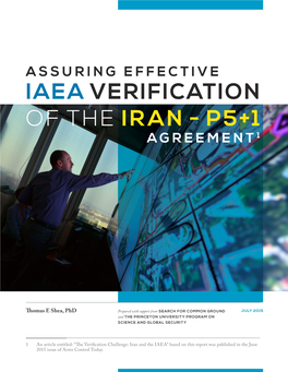 Iaea Verification of the Iran - P5+1 Agreement1