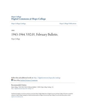 1943-1944. V82.01. February Bulletin. Hope College