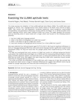 Examining the LLAMA Aptitude Tests