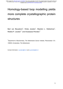 Homology-Based Loop Modelling Yields More Complete Crystallographic Protein Structures