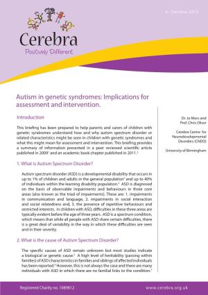 Autism in Genetic Syndromes: Implications for Assessment and Intervention