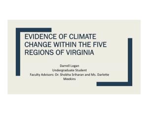 Evidence of Climate Change Within the Five Regions of Virginia