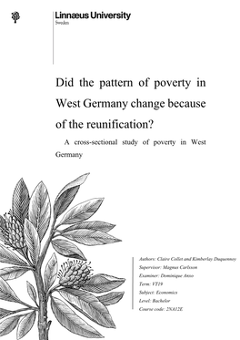 Did the Pattern of Poverty in West Germany Change Because of the Reunification?