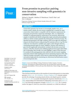 Pairing Non-Invasive Sampling with Genomics in Conservation Michael A