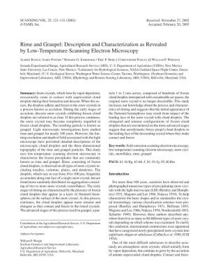 Rime and Graupel: Description and Characterization As Revealed by Low-Temperature Scanning Electron Microscopy