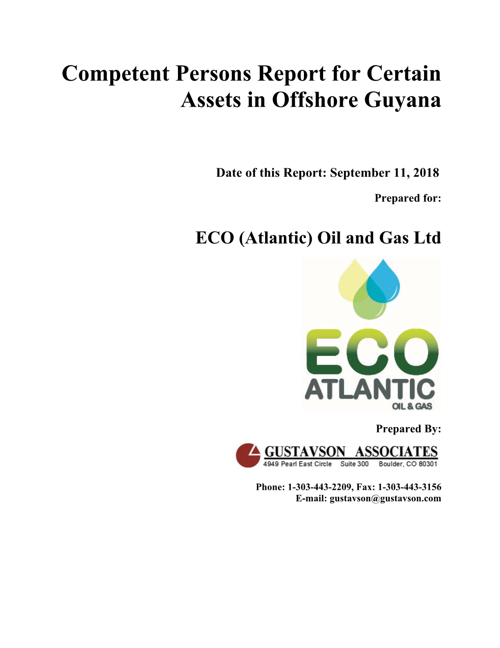 Competent Persons Report for Certain Assets in Offshore Guyana