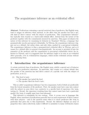 Acquaintance Inferences As Evidential Effects