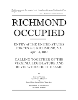 ENTRY of the UNITED STATES FORCES Into RICHMOND, VA