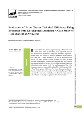 Evaluation of Palm Groves Technical Efficiency Using
