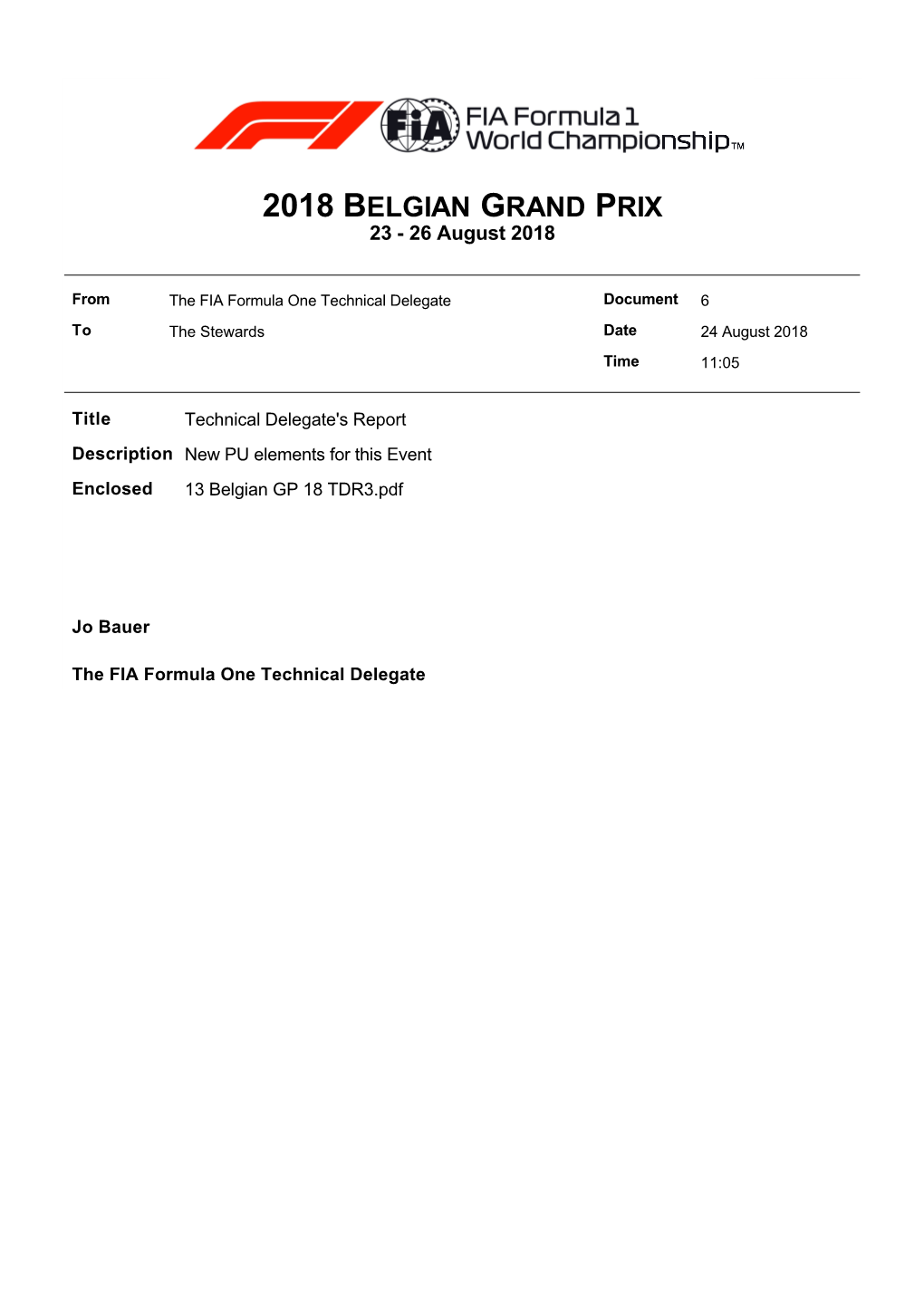 2018 BELGIAN GRAND PRIX 23 - 26 August 2018