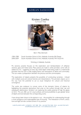 Kirsten Coelho Curriculum Vitae