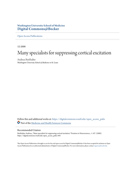 Many Specialists for Suppressing Cortical Excitation Andreas Burkhalter Washington University School of Medicine in St