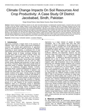 Climate Change Impacts on Soil Resources and Crop Productivity: a Case Study of District Jacobabad, Sindh, Pakistan