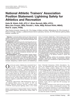 Lightning Safety for Athletics and Recreation Katie M