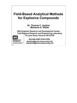 Field-Based Analytical Methods for Explosive Compounds