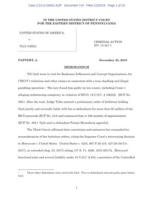 Case 2:13-Cr-00421-GJP Document 714 Filed 11/25/19 Page 1 of 19