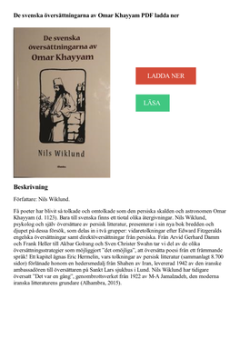 De Svenska Oversattningarna Av Omar Khayyam PDF Ladda