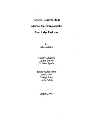 African Americans and the Blue Ridge Parkway Historic Resource Study