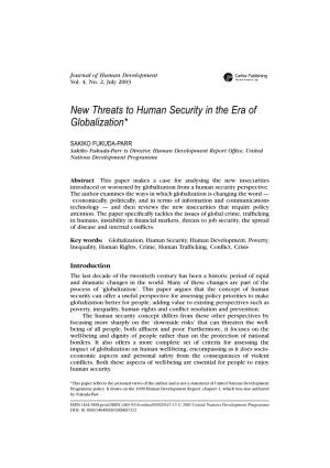 New Threats to Human Security in the Era of Globalization*