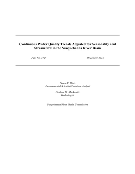 Continuous Water Quality Trends Adjusted for Seasonality and Streamflow in the Susquehanna River Basin