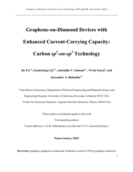 Graphene-On-Diamond Devices with Enhanced Current-Carrying Capacity