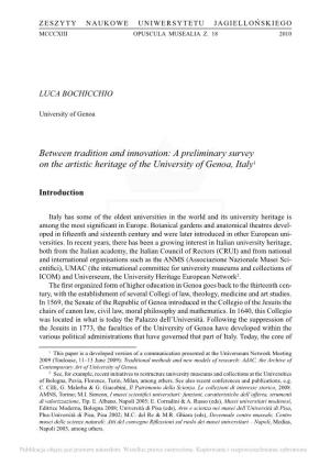 A Preliminary Survey on the Artistic Heritage of the University of Genoa, Italy1