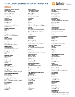 Partial List of Past Leadership Exchange Participants