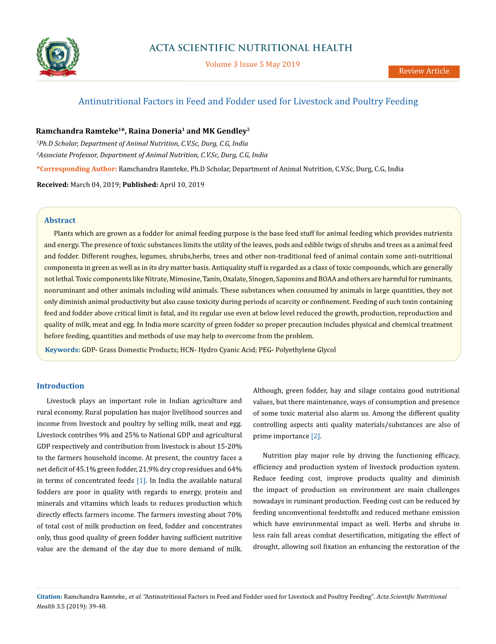 Antinutritional Factors in Feed and Fodder Used for Livestock and Poultry Feeding