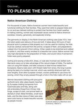 TO PLEASE the SPIRITS Native American Clothing