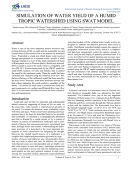 Simulation of Water Yield of a Humid Tropic Watershed Using Swat Model
