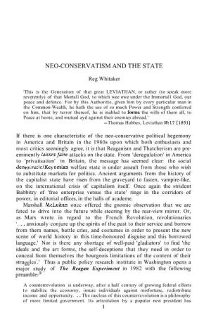 Neo-Conservatism and the State