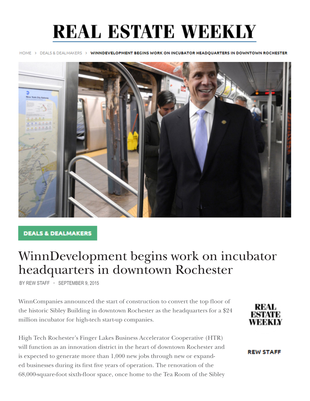 Winndevelopment Begins Work on Incubator Headquarters in Downtown Rochester by REW STAFF · SEPTEMBER 9, 2015