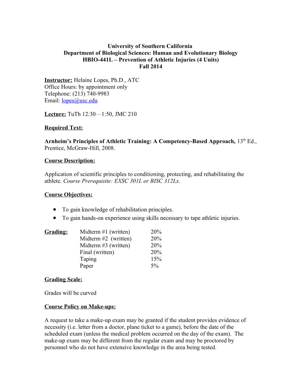 Department of Biological Sciences: Human and Evolutionary Biology