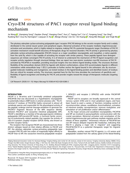 Cryo-EM Structures of PAC1 Receptor Reveal Ligand Binding Mechanism