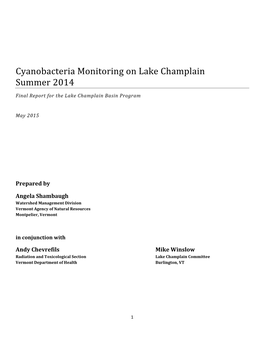 Cyanobacteria Monitoring on Lake Champlain Summer 2014