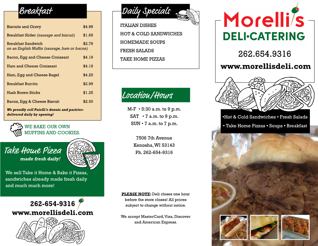 2019 Morellisdeli Menu.Pdf