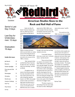 American Studies Goes to the Rock and Roll Hall of Fame Senior’S Last Earlier This May, Mr