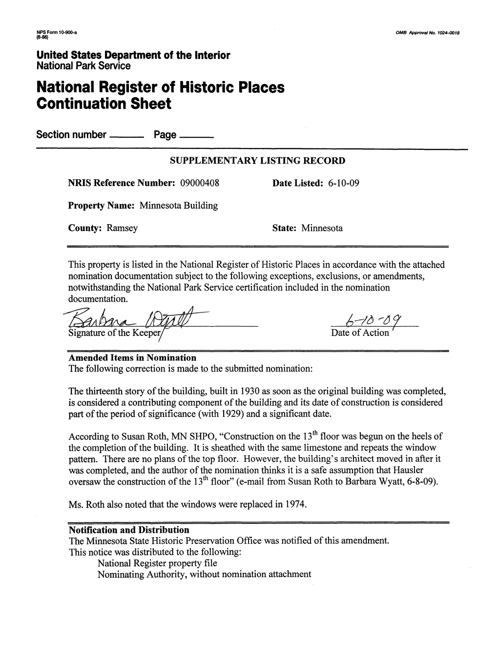 National Register of Historic Places Continuation Sheet