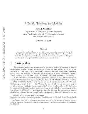 A Zariski Topology for Modules